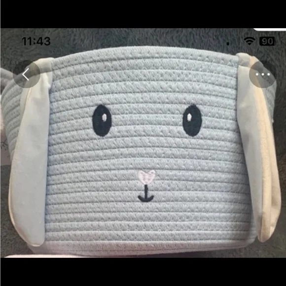 NWT woven blue Bunny Easter Basket with floppy Ears - Picture 1 of 3